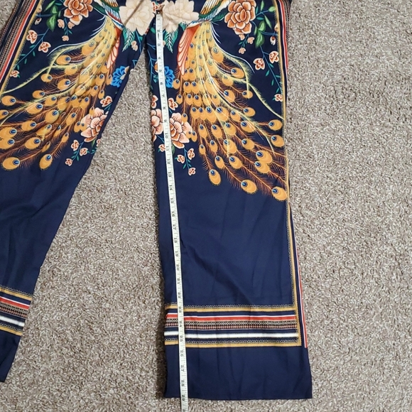 🌞Crop Top & Pants Set. Blue with Peacocks.🌞 - Picture 5 of 6